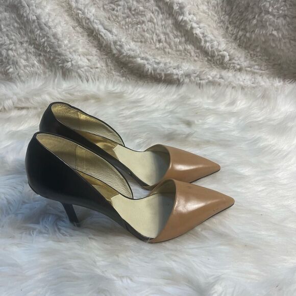 Michael Kors Shoes - Michael Kors leather tan and black slip on heels pointed toe SZ10